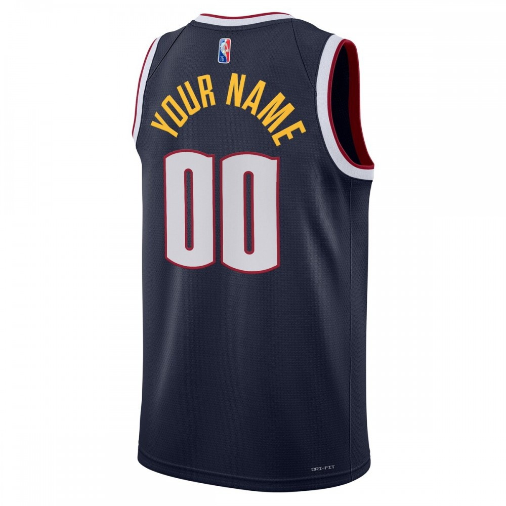 Denver Nuggets 2021/22 Diamond Swingman Custom Jersey Icon Edition Navy - back view