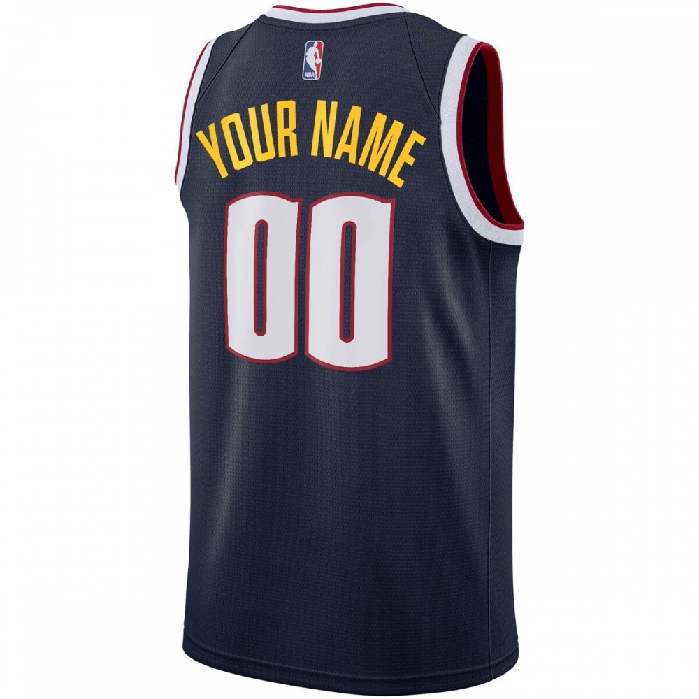 Denver Nuggets Custom Swingman Jersey Navy Icon Edition - back view