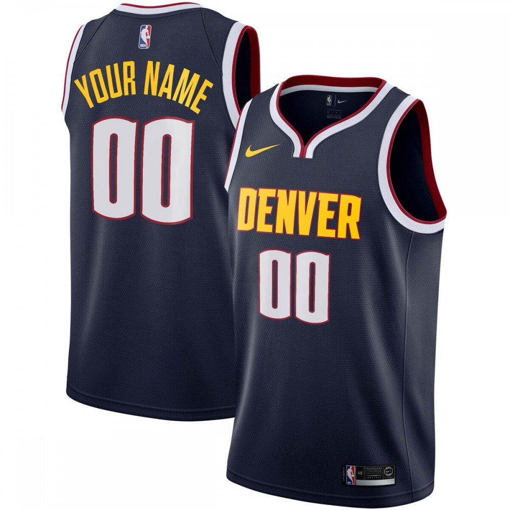 Denver Nuggets Custom Swingman Jersey Navy Icon Edition - front view