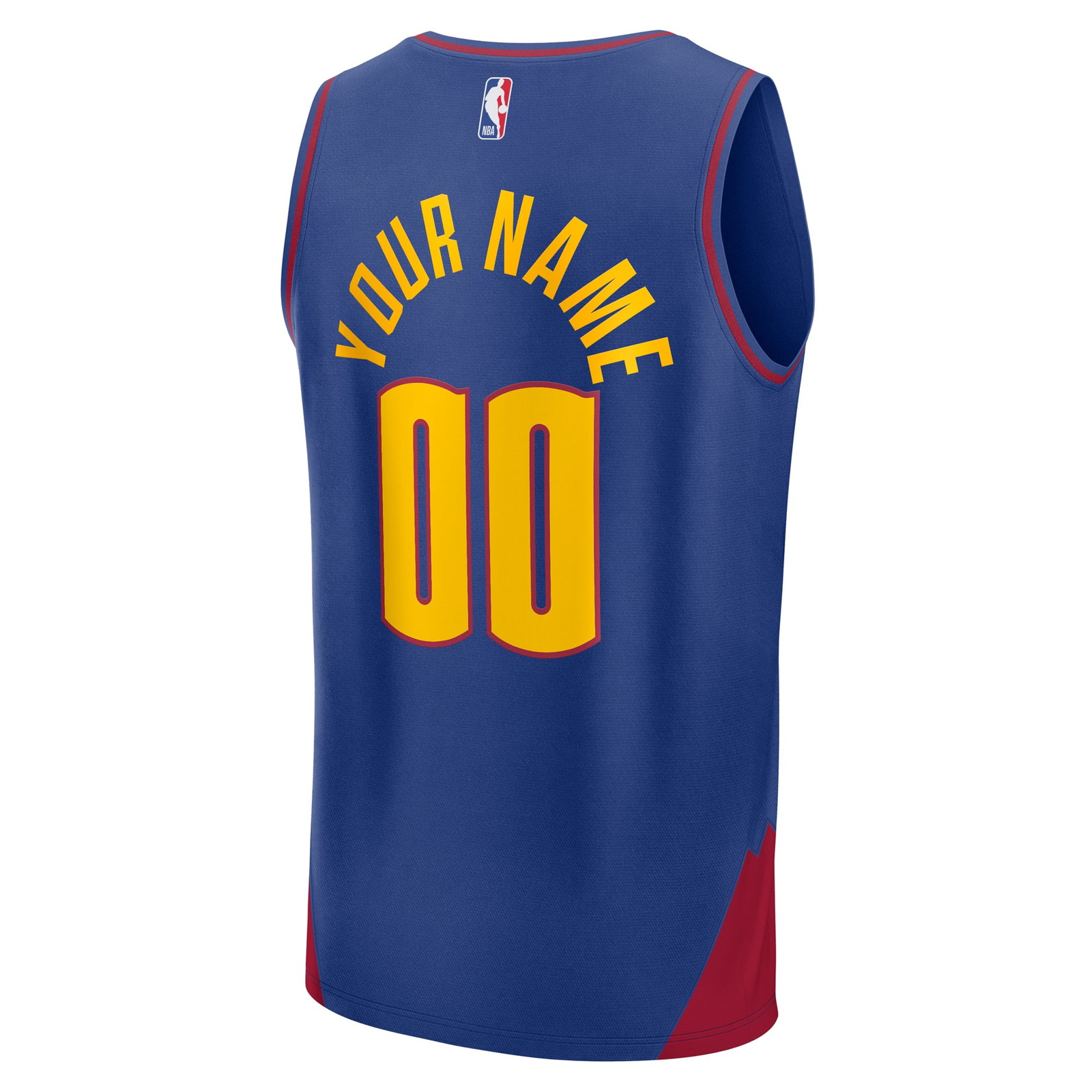 Denver Nuggets Fast Break Custom Jersey Statement Edition Blue - back view