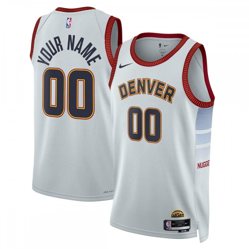 Denver Nuggets Unisex 2022/23 Swingman Custom Jersey City Edition Gray - front view