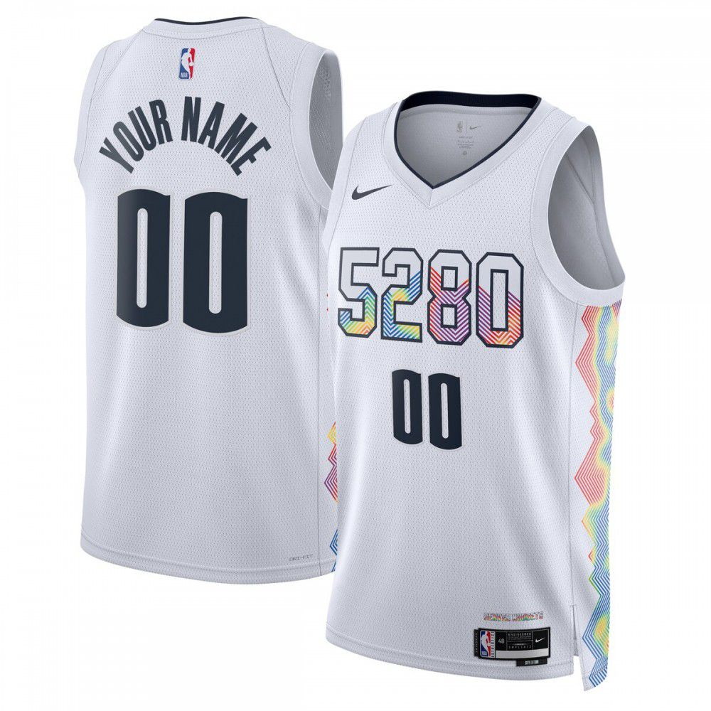 Denver Nuggets Unisex 2024/25 Custom Swingman Jersey City Edition White - front view