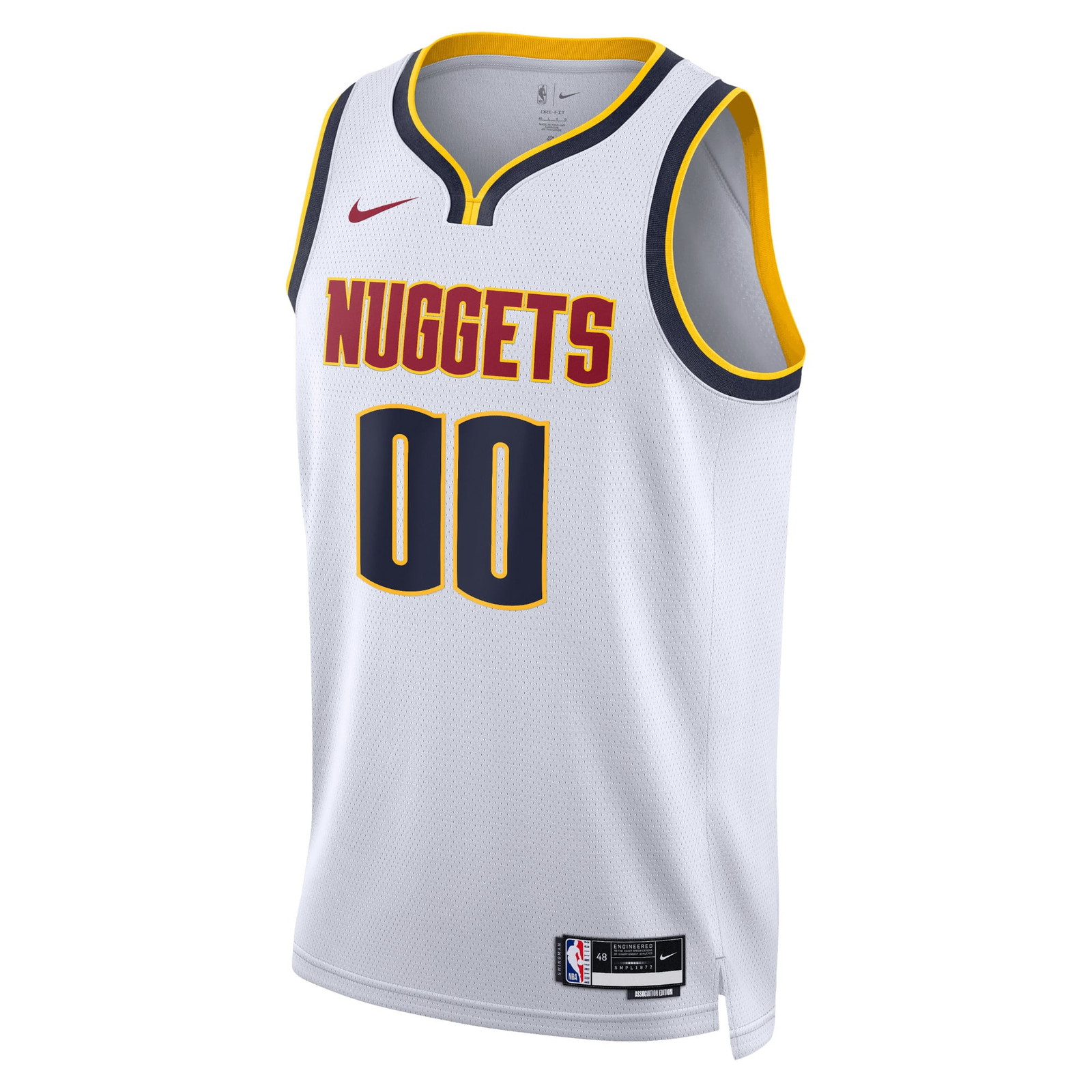 Denver Nuggets Unisex Swingman Custom Jersey White Association Edition - front view