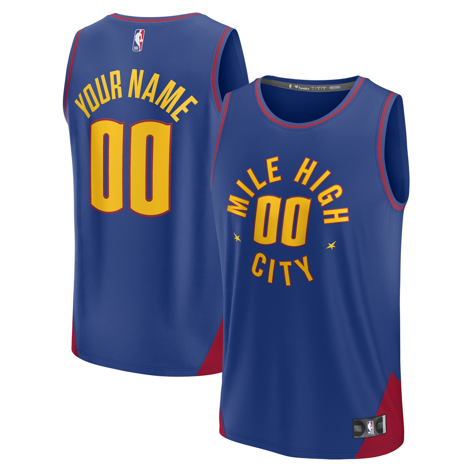 Denver Nuggets Youth Fast Break Fan Version Custom Jersey Statement Edition - front and back view
