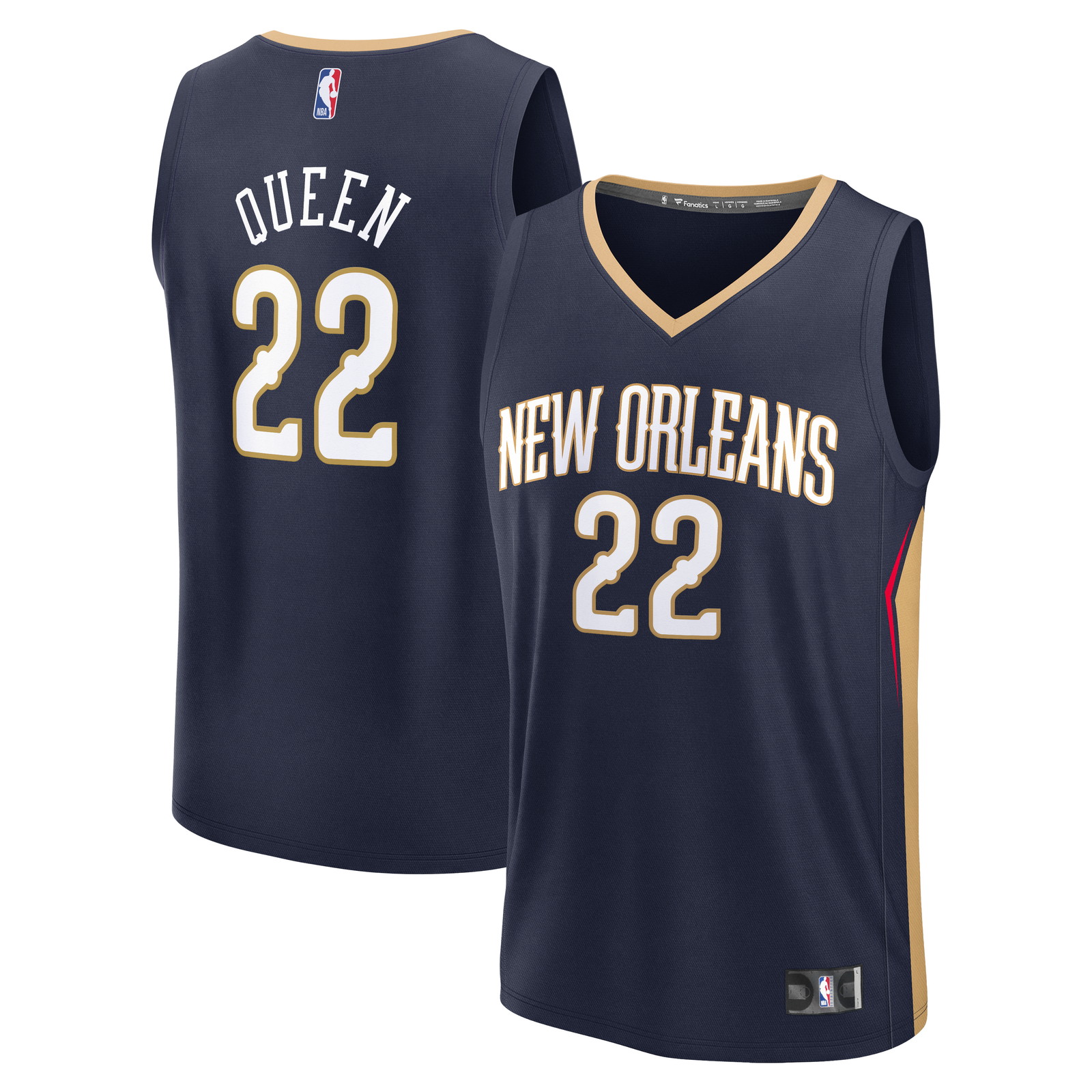 Derik Queen New Orleans Pelicans Fast Break Fan Version Jersey Icon Edition - front and back view