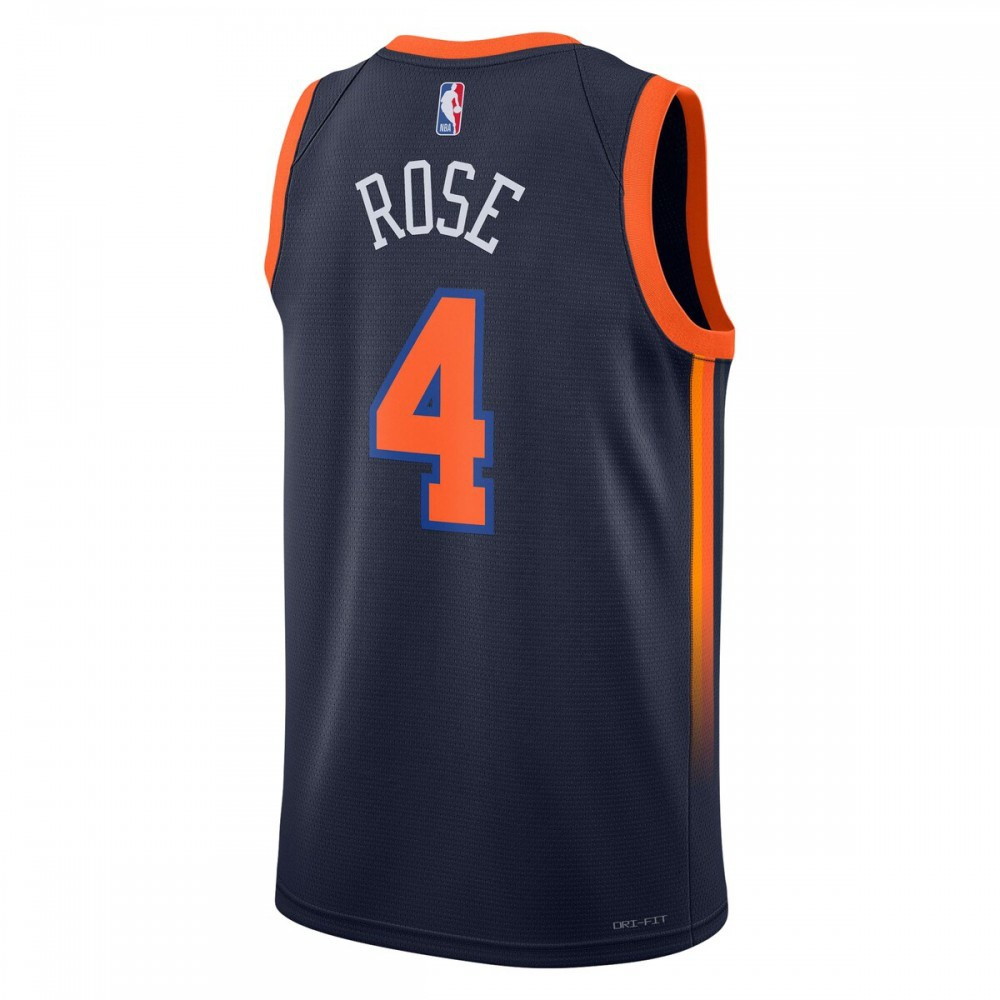 Derrick Rose New York Knicks 2022/23 Statement Edition Swingman Jersey Navy - back view