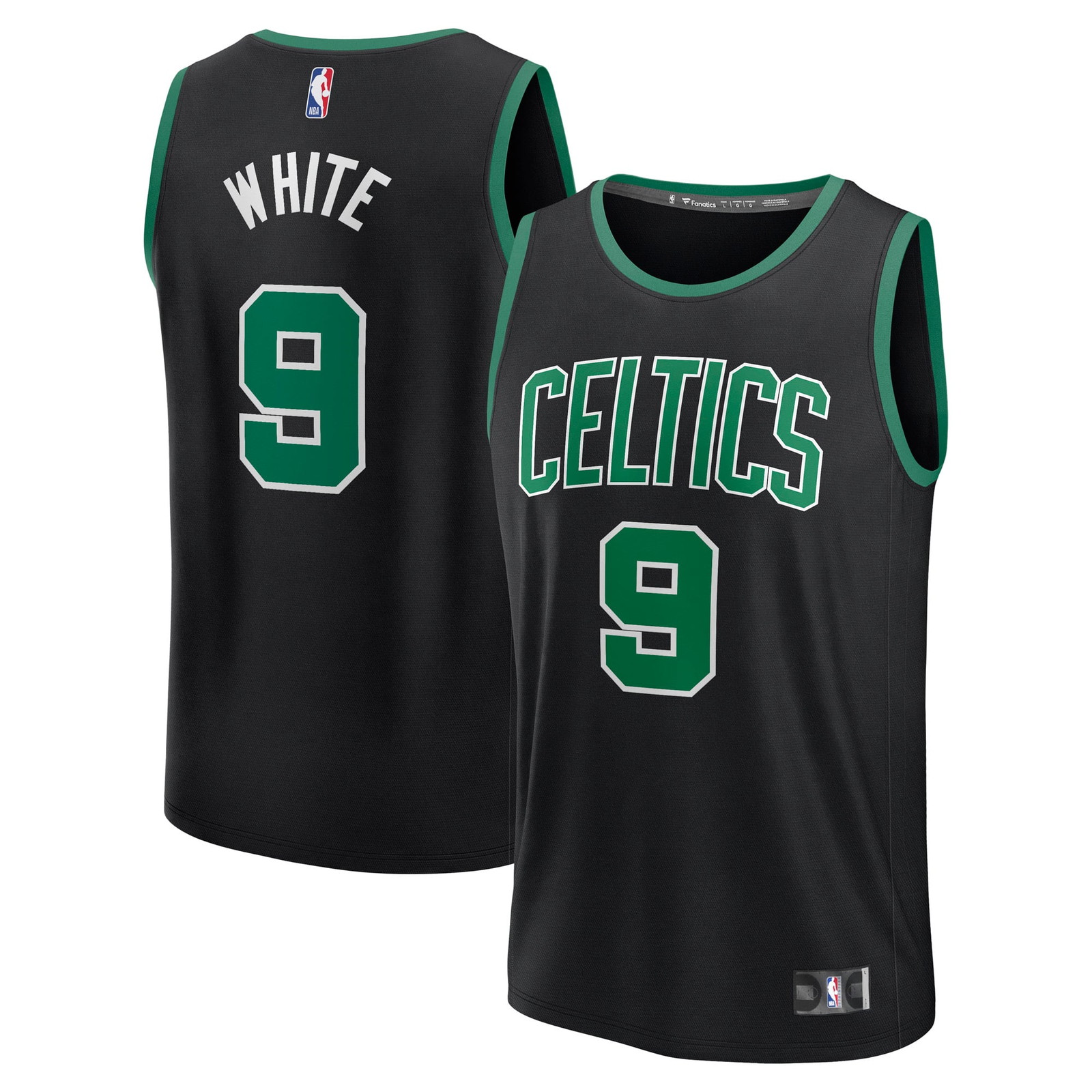 Derrick White Boston Celtics Fast Break Fan Version Player Jersey Statement - front and back view