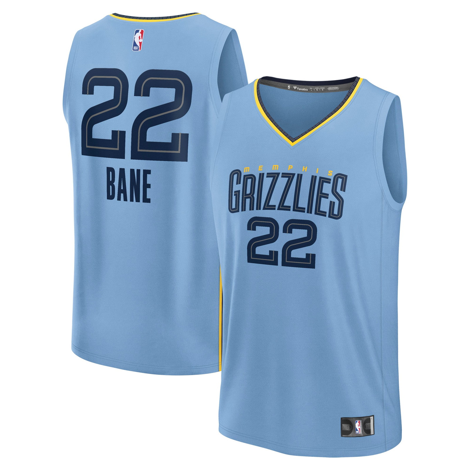 Desmond Bane Memphis Grizzlies Fast Break Fan Version Player Jersey Statement - front and back view