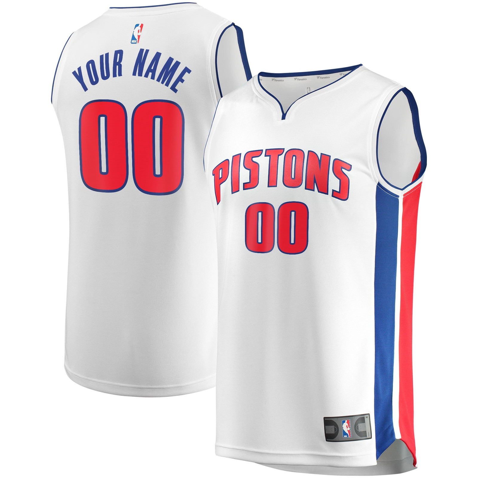 Detroit Pistons Fast Break Custom Fan Version Jersey White Association Edition - front and back view