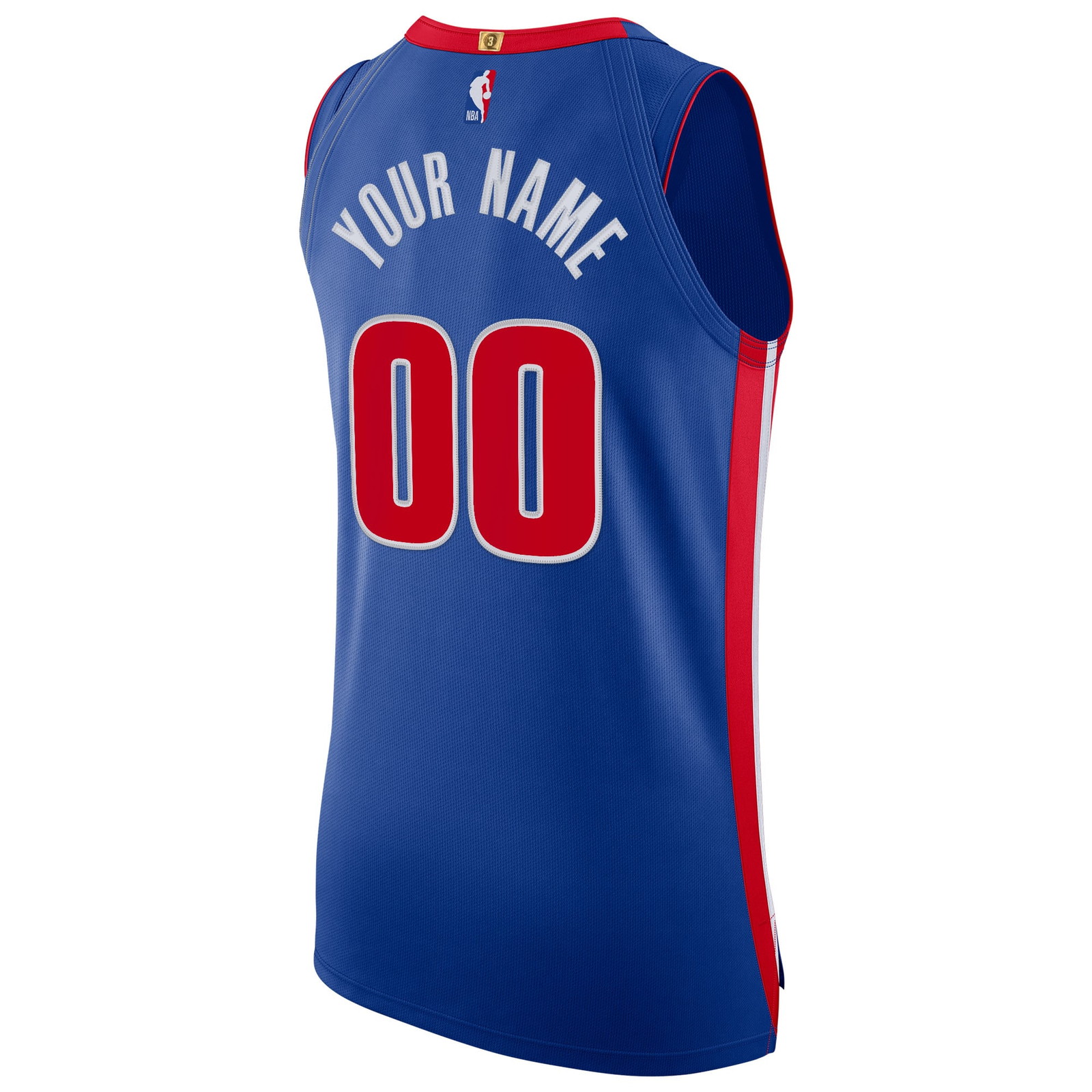 Detroit Pistons Pro Cut Custom Jersey Blue Icon Edition - back view