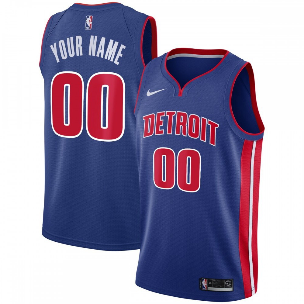 Detroit Pistons Swingman Custom Jersey Blue Icon Edition - front view