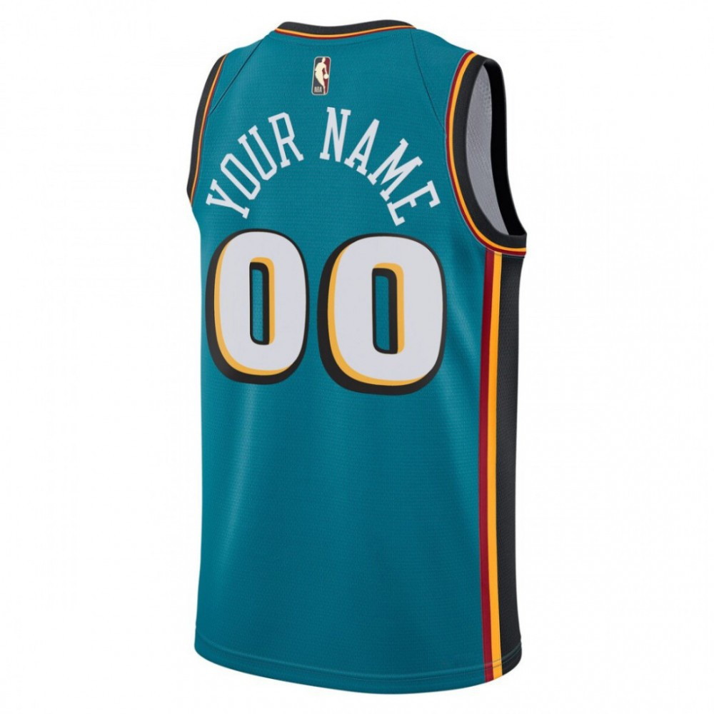 Detroit Pistons Youth Custom Swingman Jersey Classic Edition Teal - back view