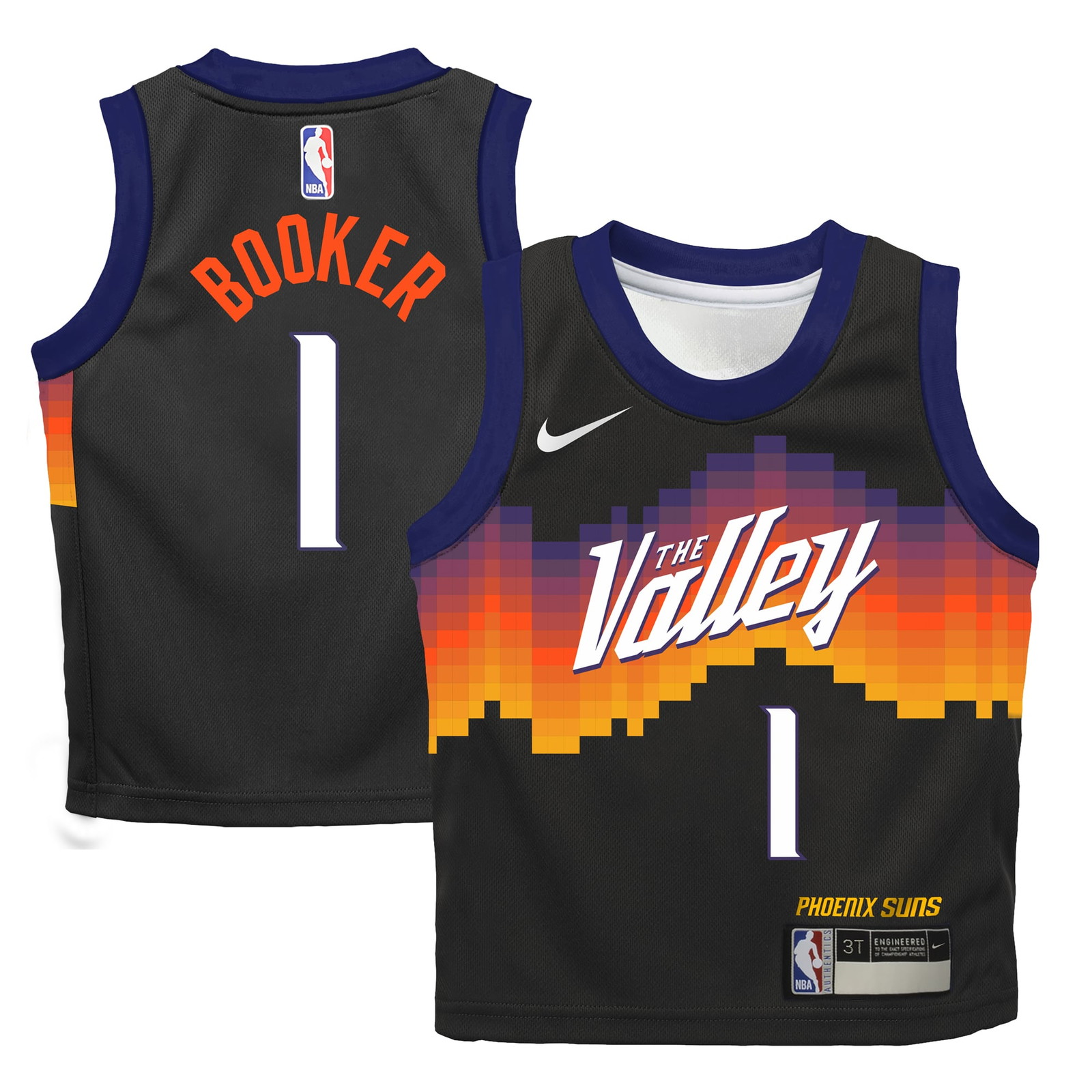 Devin Booker Phoenix Suns Infant 2025/26 City Edition Swingman Jersey Black - front and back view