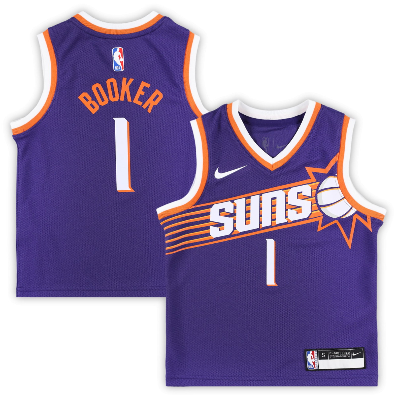 Devin Booker Phoenix Suns Preschool Swingman Player Jersey Icon Edition Purple - front and back view