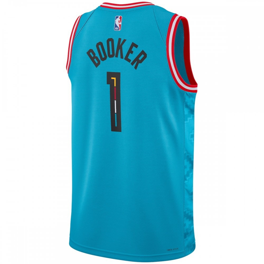 Devin Booker Phoenix Suns Unisex 2022/23 Swingman Jersey City Edition Turquoise - back view