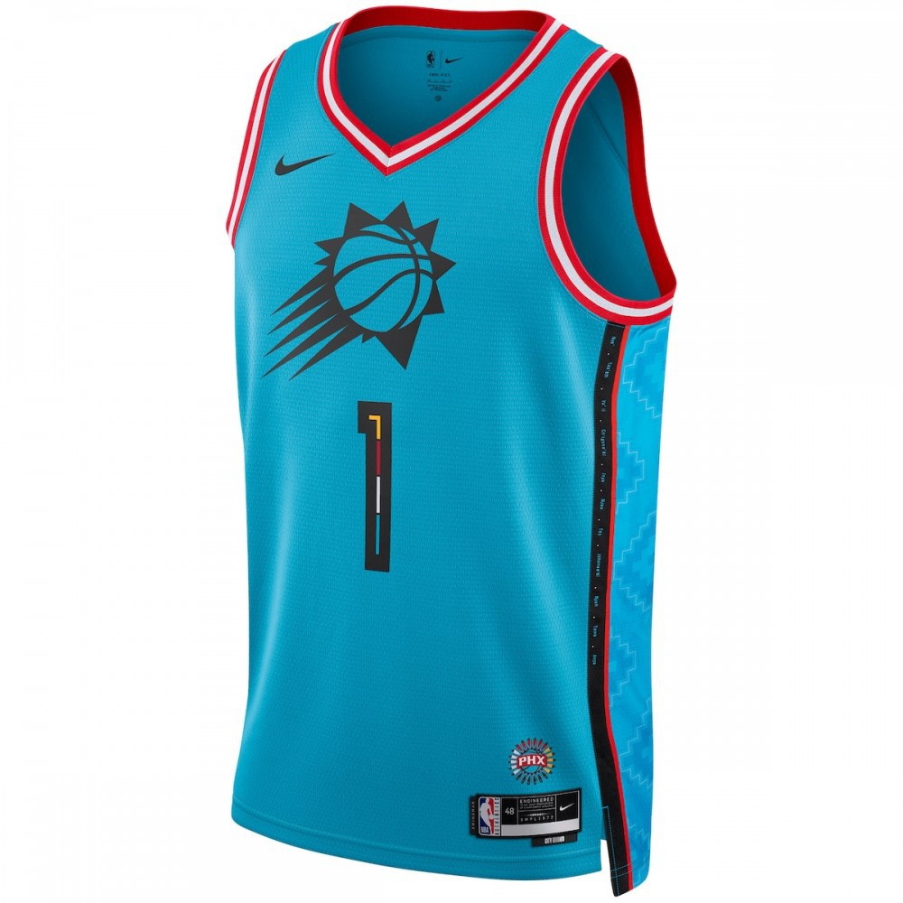 Devin Booker Phoenix Suns Unisex 2022/23 Swingman Jersey City Edition Turquoise - second front view