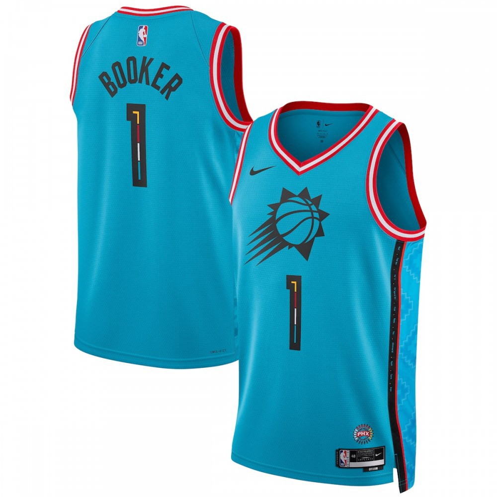 Devin Booker Phoenix Suns Unisex 2022/23 Swingman Jersey City Edition Turquoise - front view