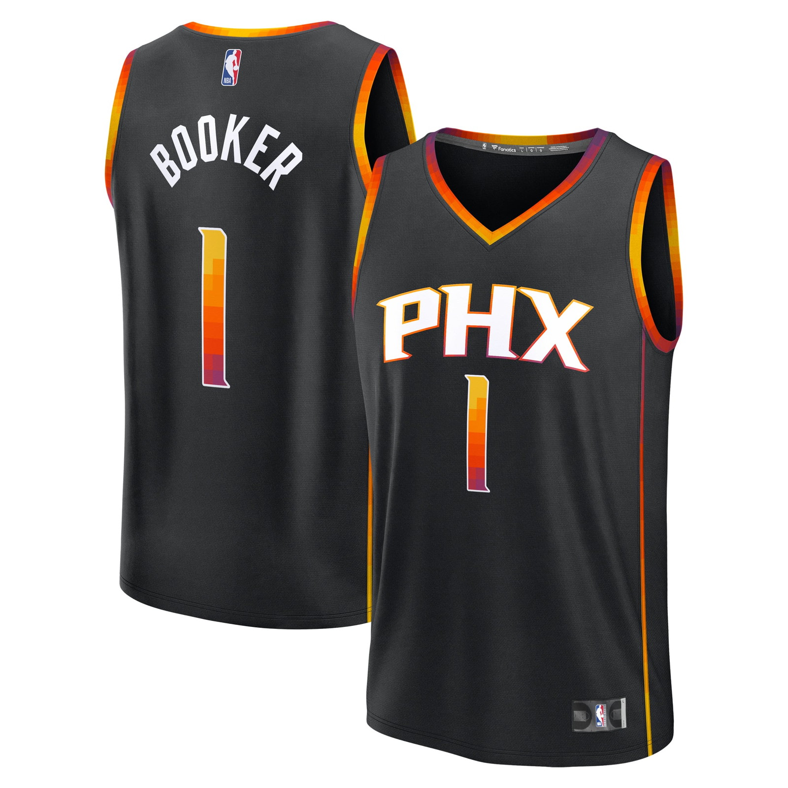 Devin Booker Phoenix Suns Youth Fast Break Fan Version Player Jersey - front and back view