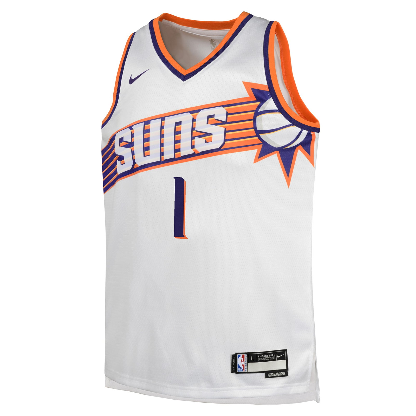 Devin Booker Phoenix Suns Youth Swingman Jersey Association Edition White - front view