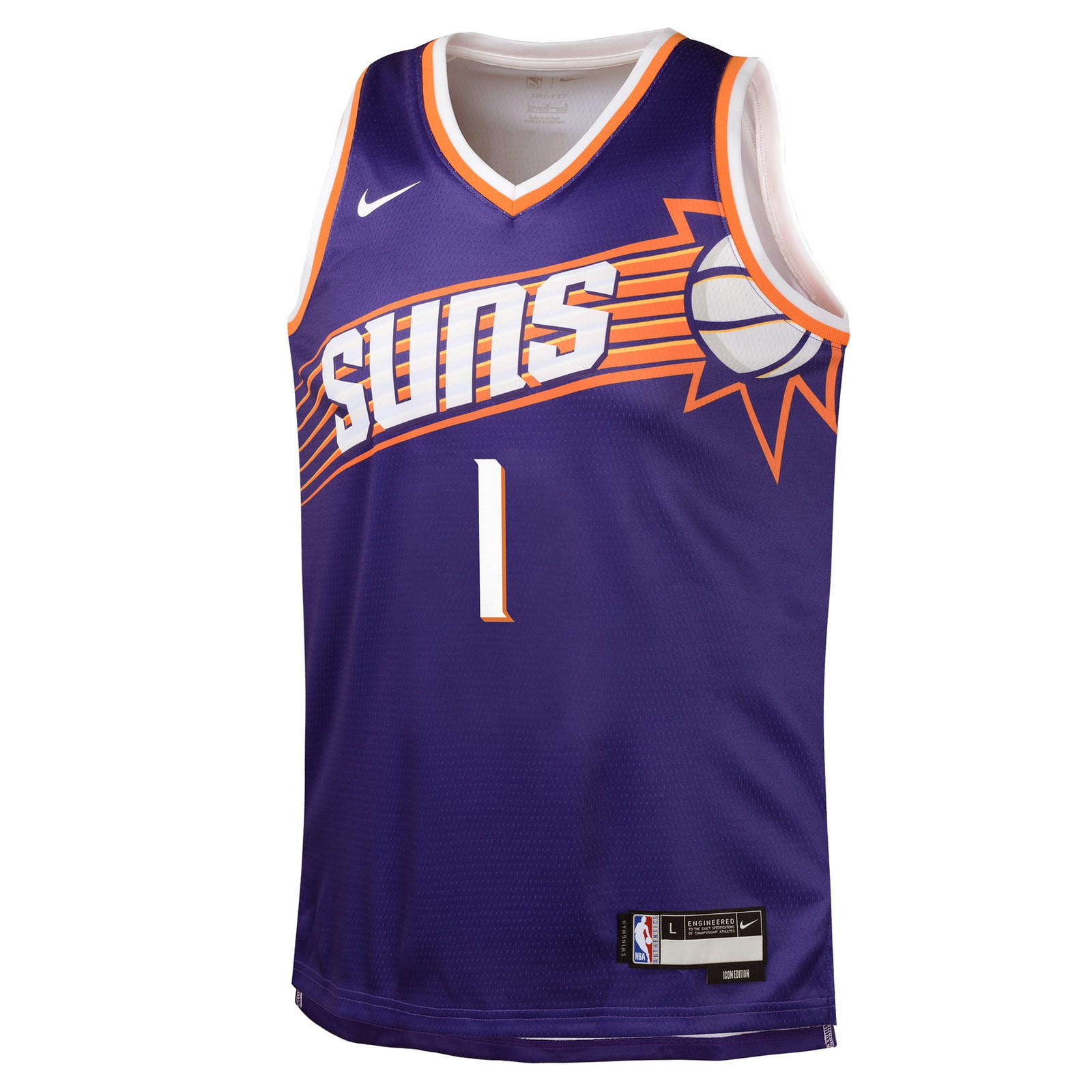 Devin Booker Phoenix Suns Youth Swingman Jersey Icon Edition Purple - front view