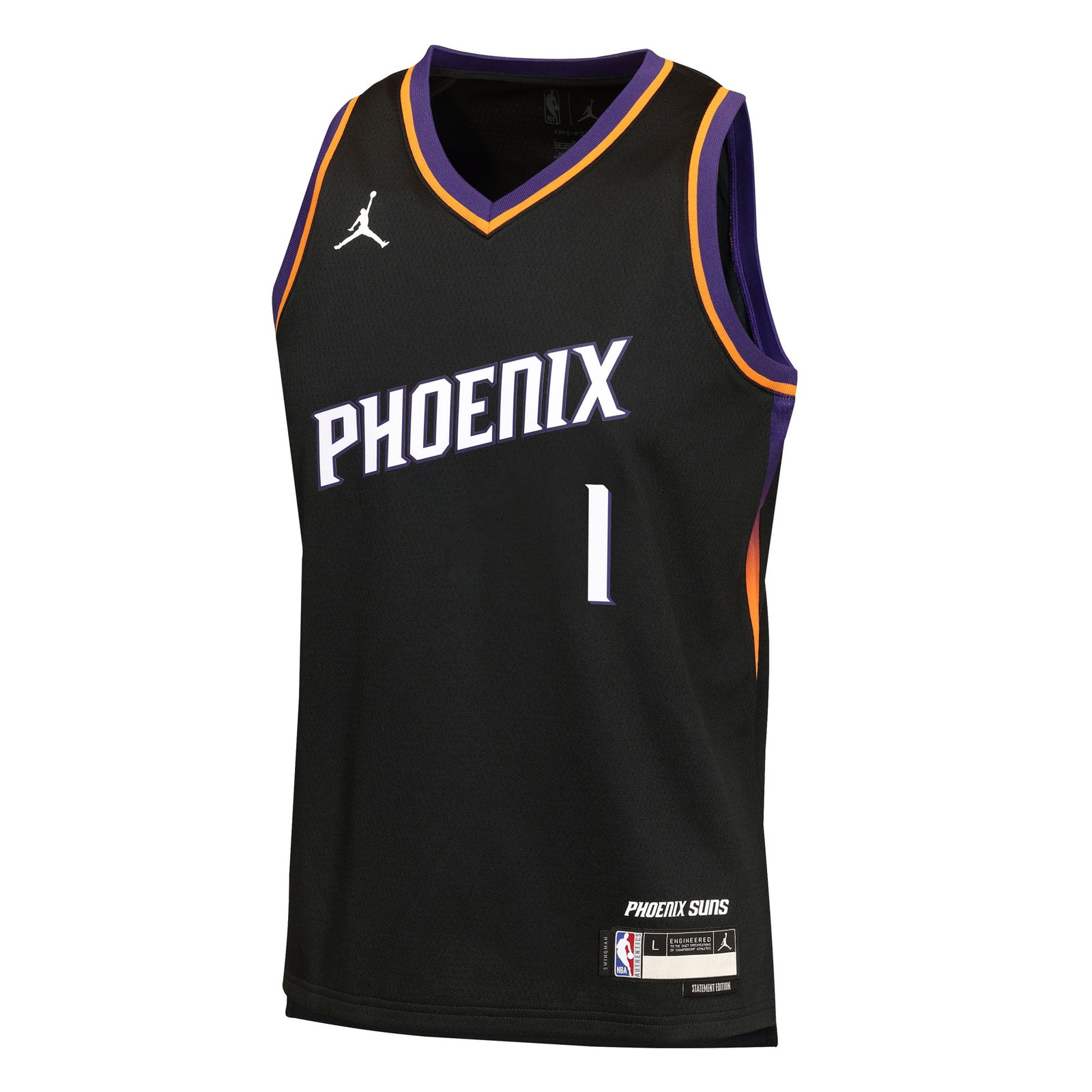 Devin Booker Phoenix Suns Youth Swingman Jersey Statement Edition Black - front view