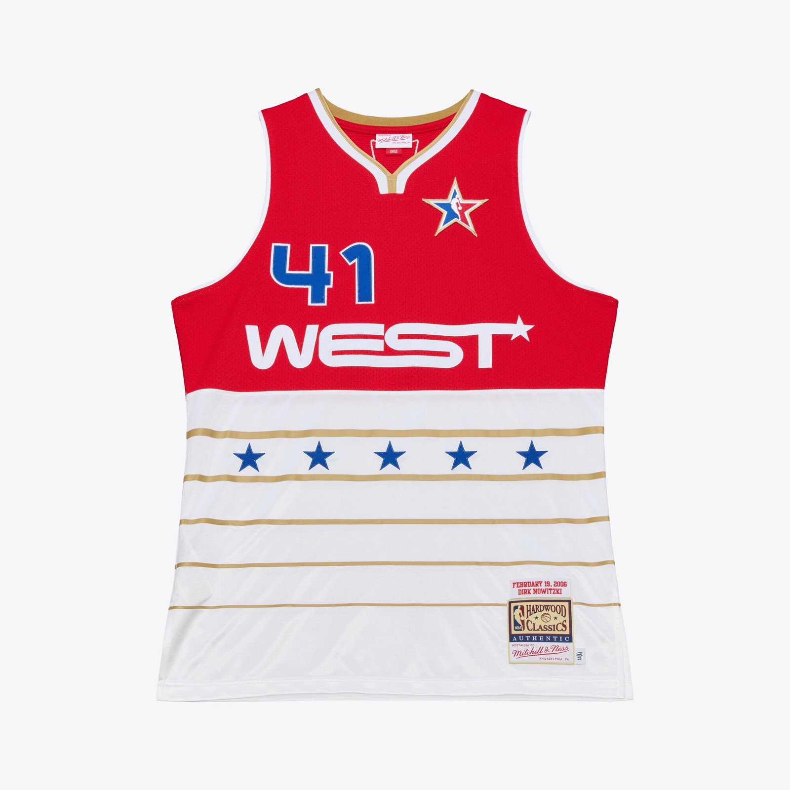Dirk Nowitzki 2006 NBA All-Star Game Pro Cut Jersey Red/White - front and back view