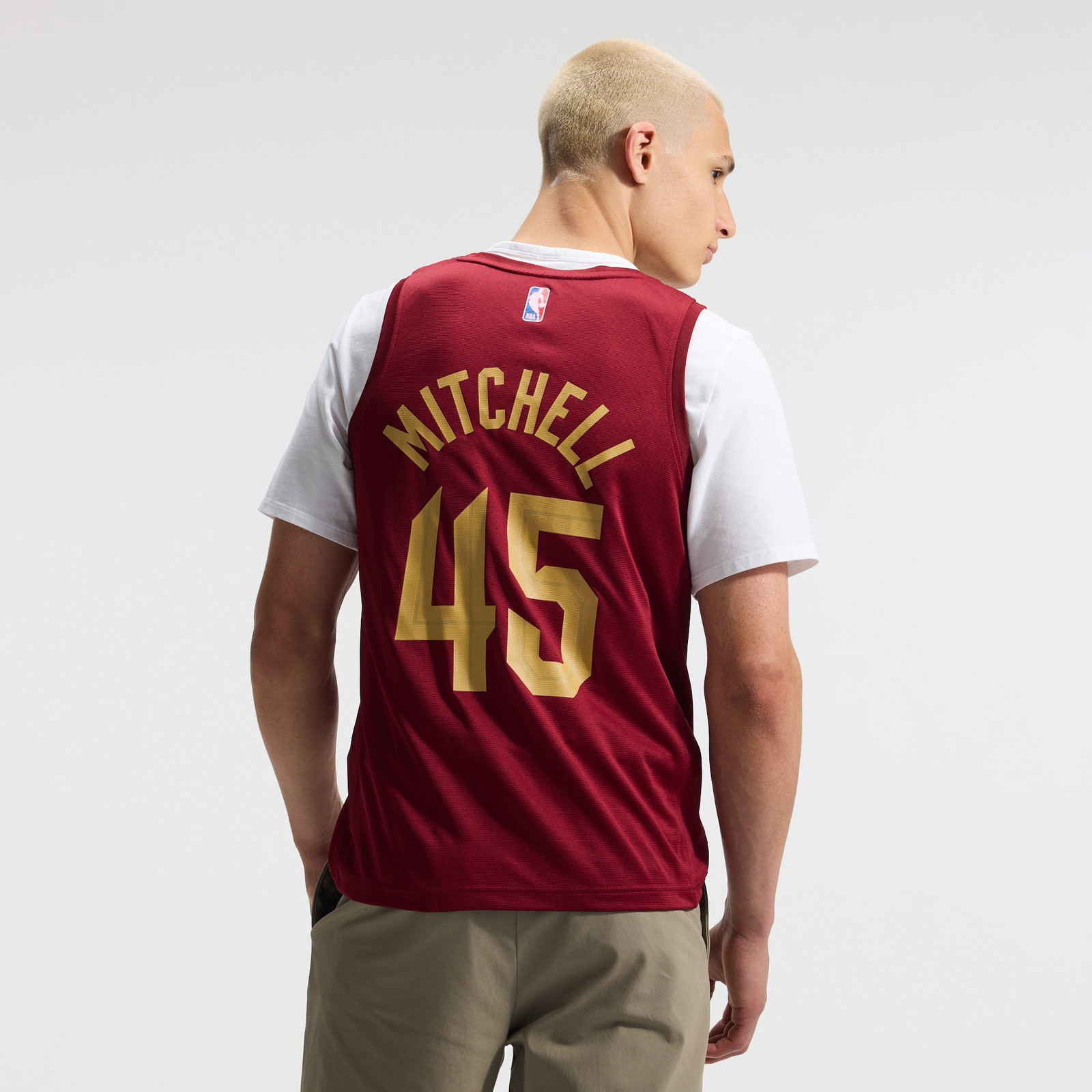 Donovan Mitchell Cleveland Cavaliers Fast Break Fan Version Jersey Icon Edition Wine - back view