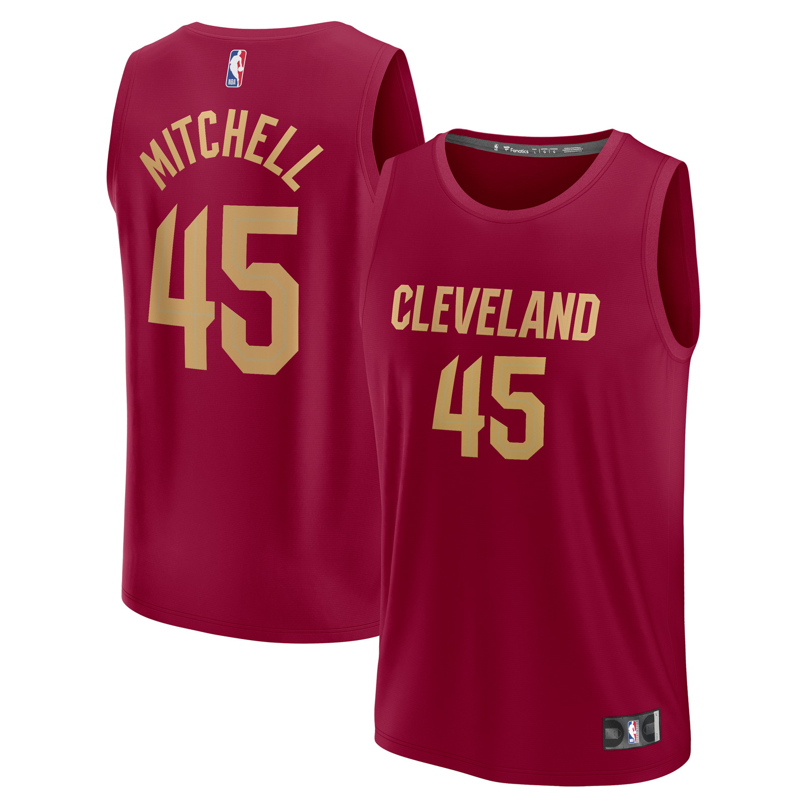 Donovan Mitchell Cleveland Cavaliers Fast Break Fan Version Jersey Icon - front and back view