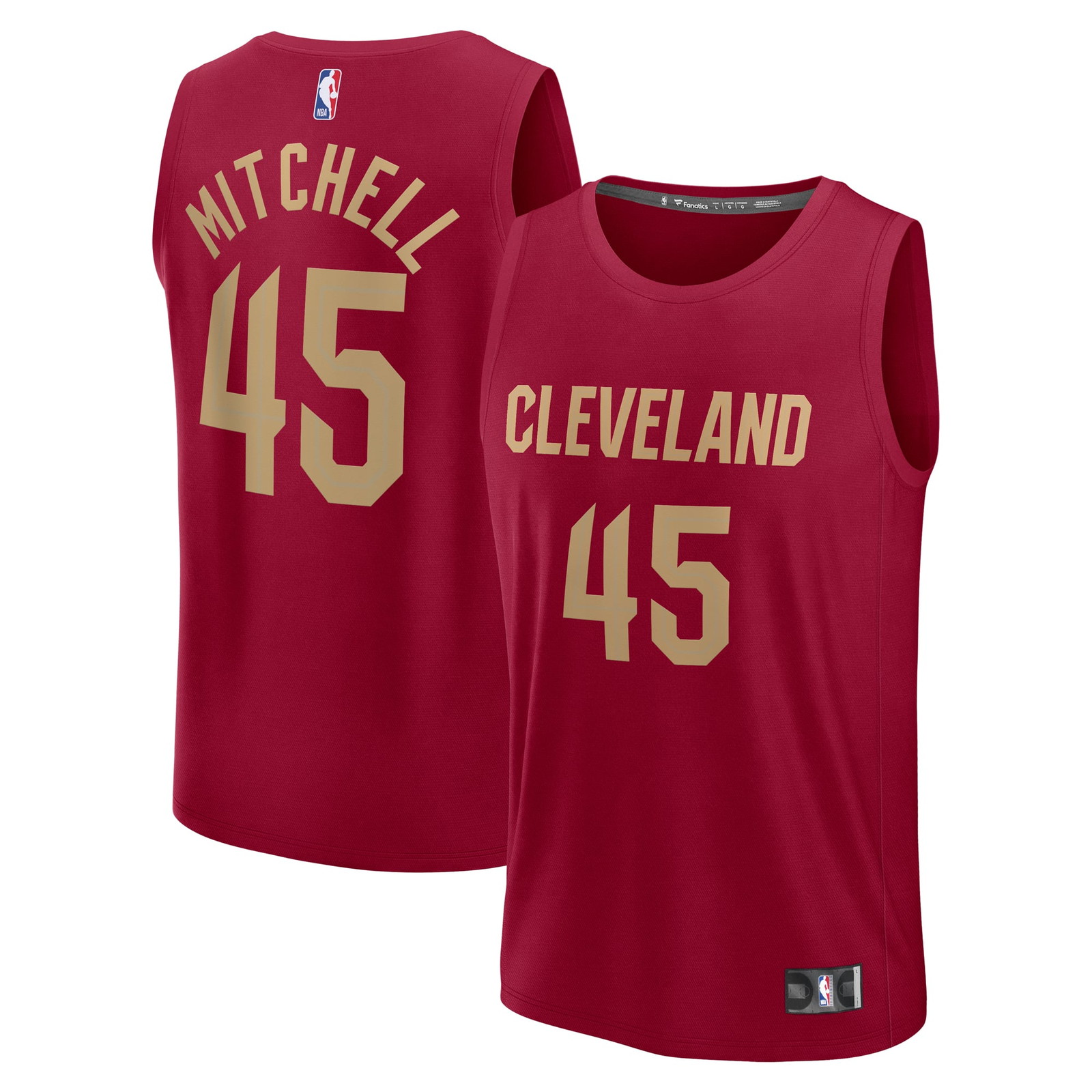 Donovan Mitchell Cleveland Cavaliers Youth Fast Break Player Jersey Icon - front and back view