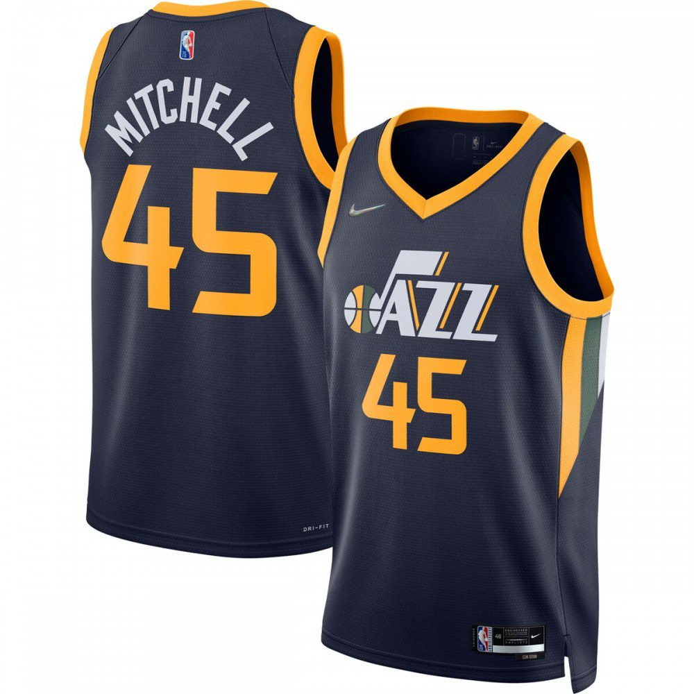 Donovan Mitchell Utah Jazz 2021/22 Diamond Swingman Jersey Icon Edition Navy - front view