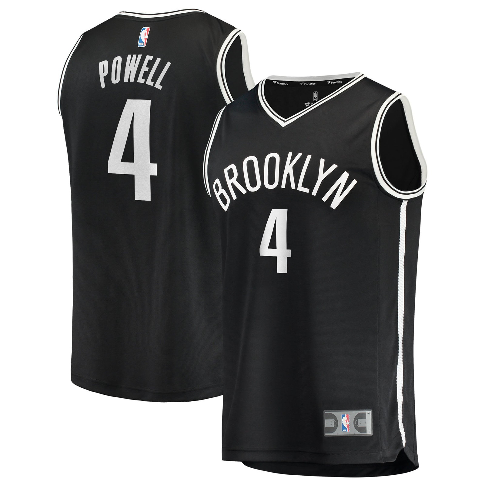 Drake Powell Brooklyn Nets Fast Break Fan Version Jersey Black Icon Edition - front and back view