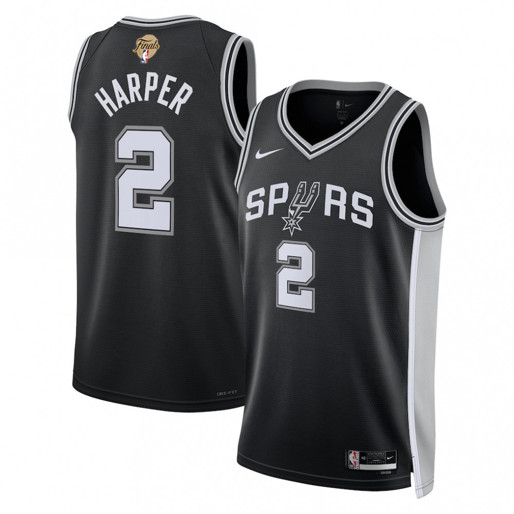 Dylan Harper San Antonio Spurs Black Unisex 2026 NBA Finals Patch Swingman Player - front view