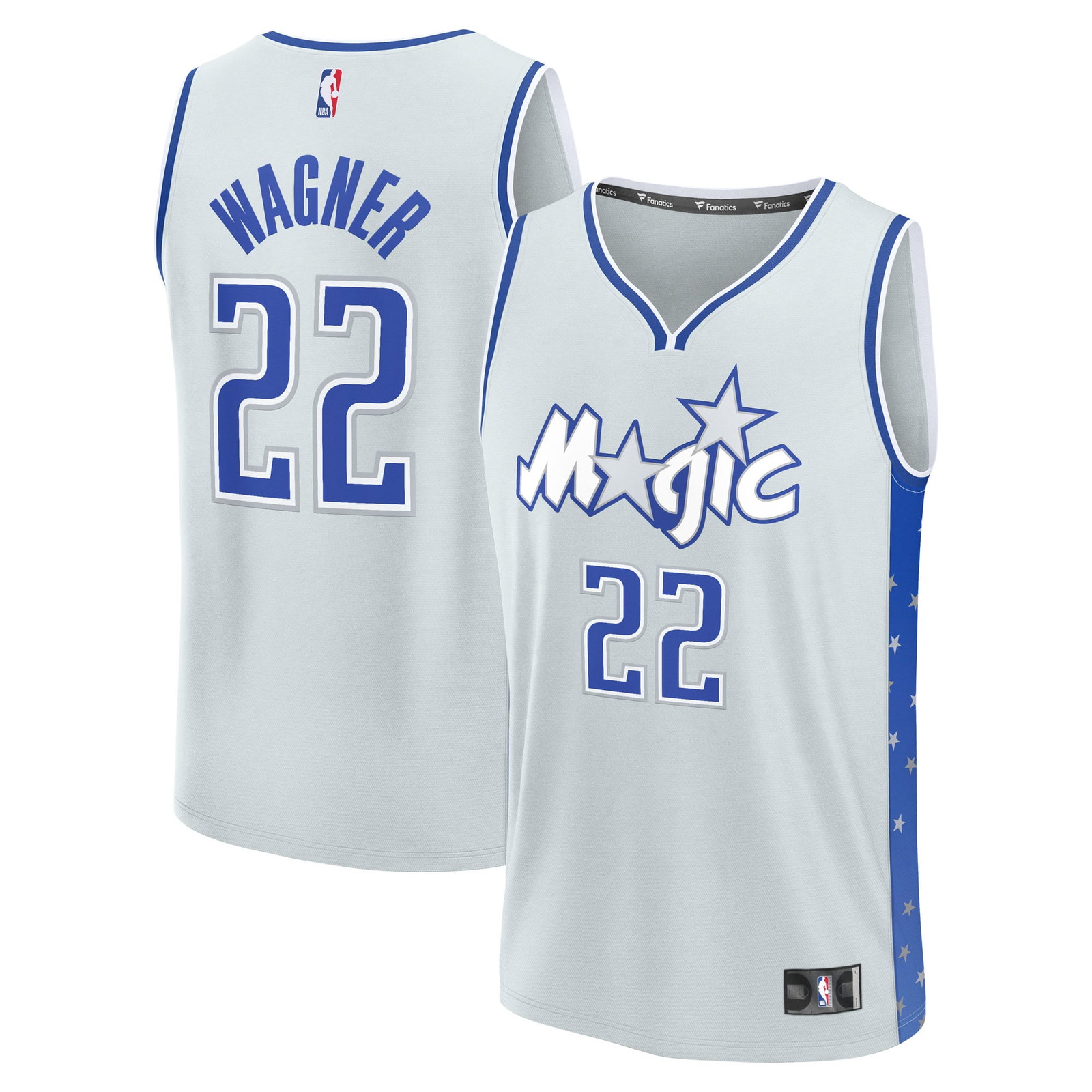 Franz Wagner Orlando Magic Youth 2025/26 City Edition Fast Break Jersey Silver - front and back view