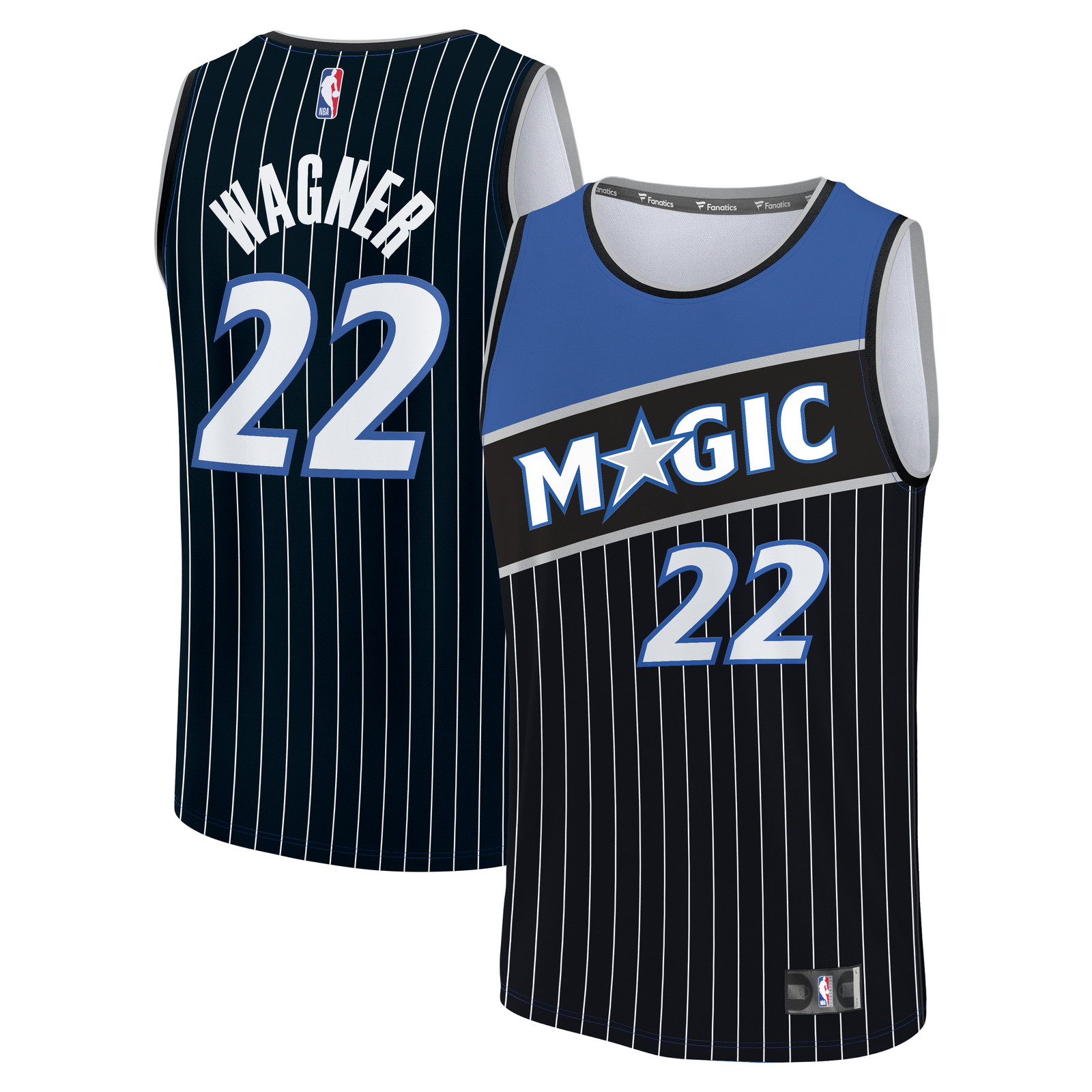 Franz Wagner Orlando Magic Youth Fast Break Jersey Statement Edition Black - front and back view