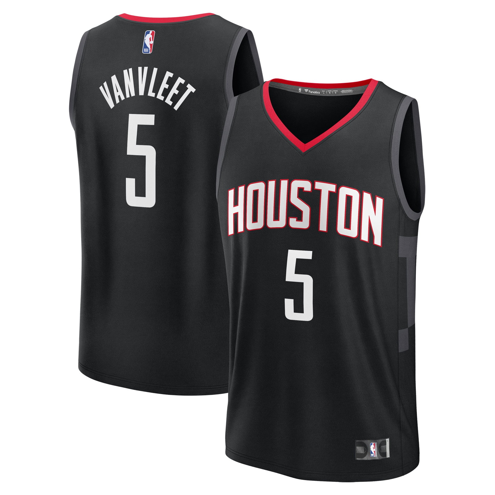 Fred VanVleet Houston Rockets Fast Break Fan Version Player Jersey Statement - front and back view