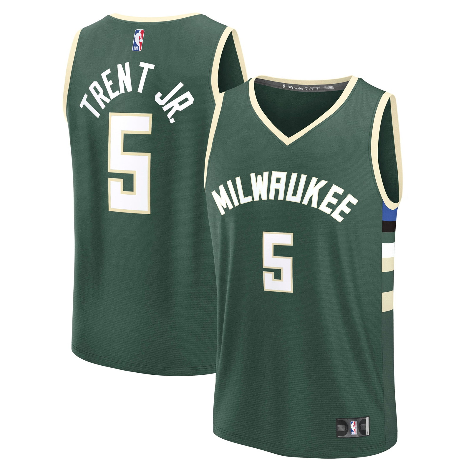 Gary Trent Jr. Milwaukee Bucks Fast Break Fan Version Player Jersey Icon - front and back view