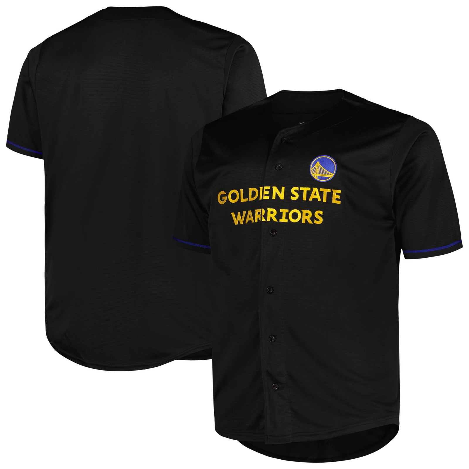 Golden State Warriors Big & Tall Pop Jersey Black - front and back view