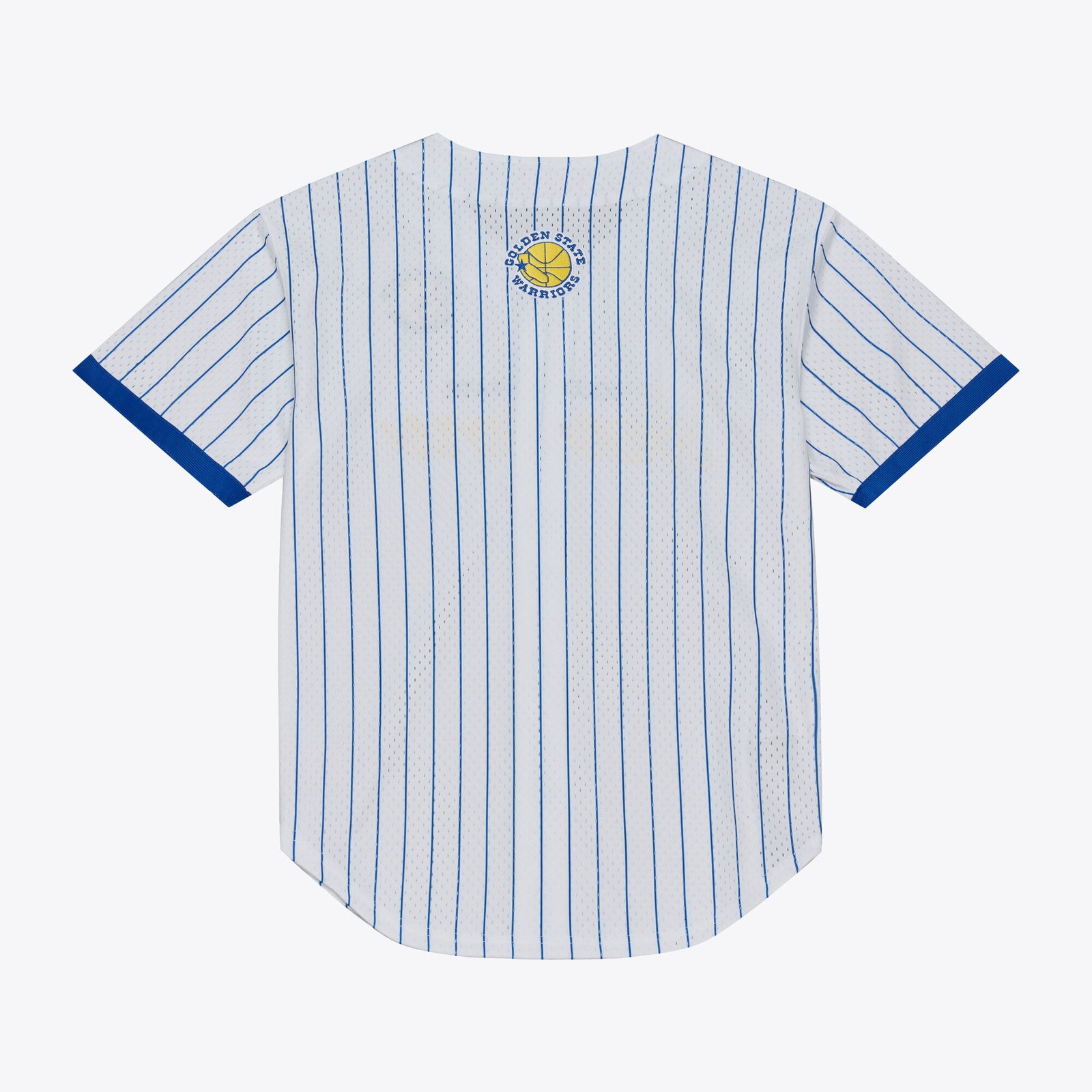 Golden State Warriors Head Coach Pinstripe Mesh Full-Button Baseball Jersey White - front view
