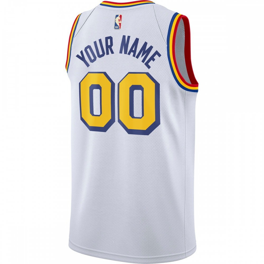Golden State Warriors Unisex 2019/20 Custom Swingman Jersey White Classic Edition - back view