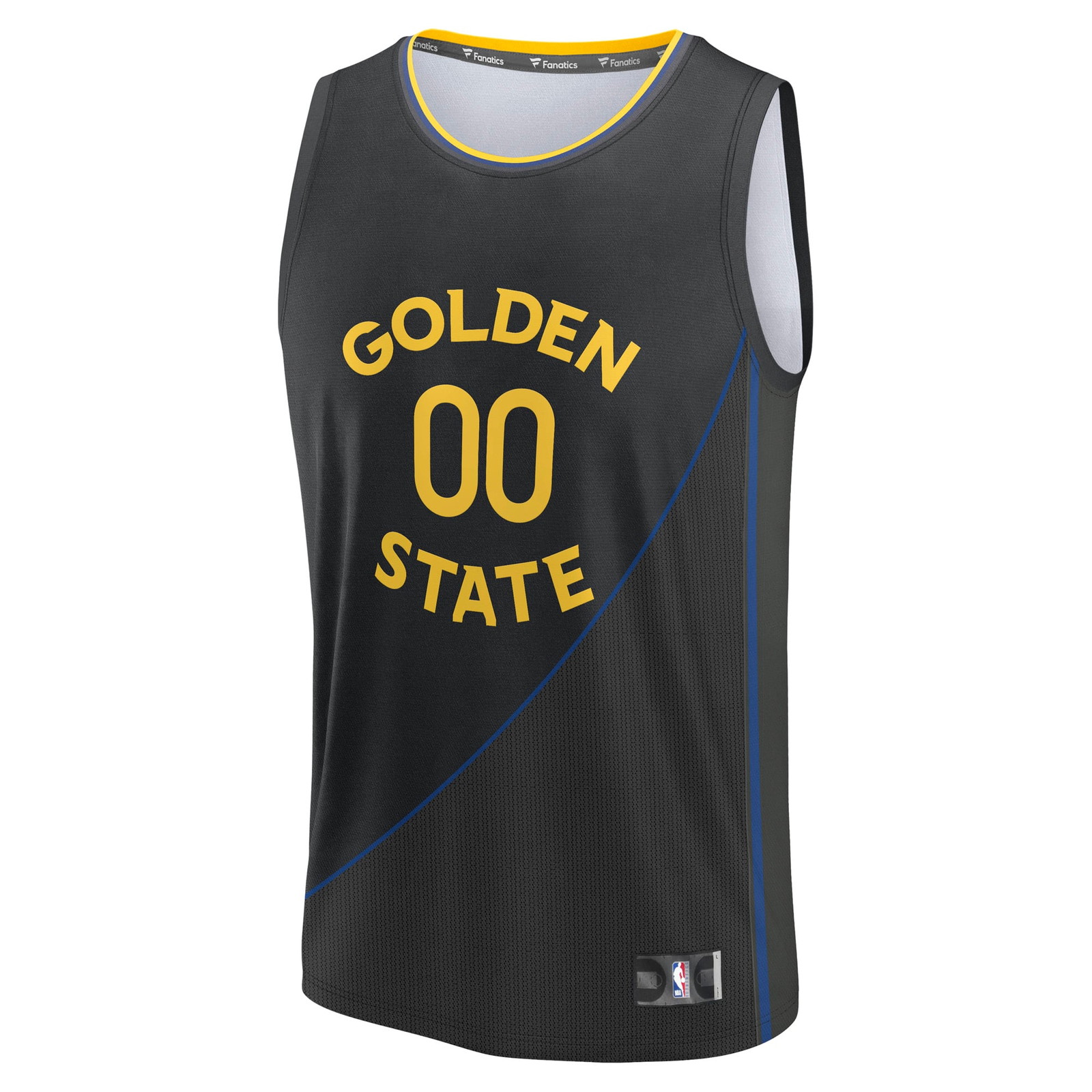Golden State Warriors Youth Fast Break Custom Fan Version Jersey Black Statement - front view