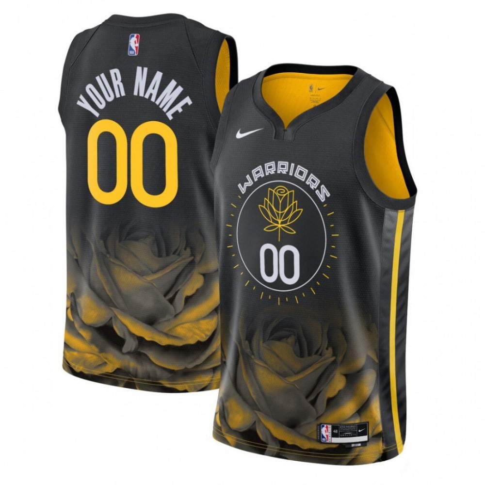 Golden State Warriors Youth Swingman Custom Jersey City Edition Black - front view