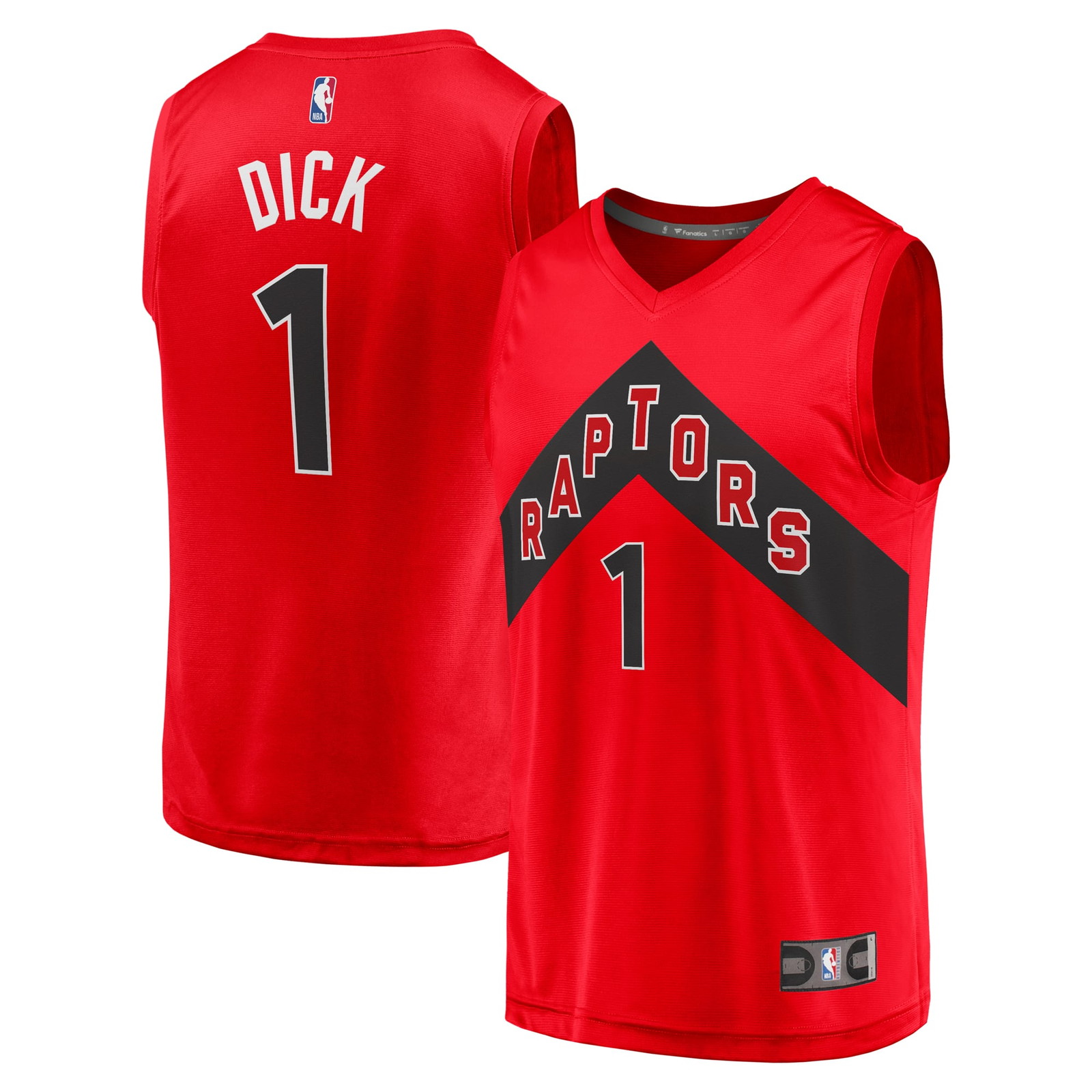 Gradey Dick Toronto Raptors Fast Break Player Jersey Icon Edition Red - front and back view