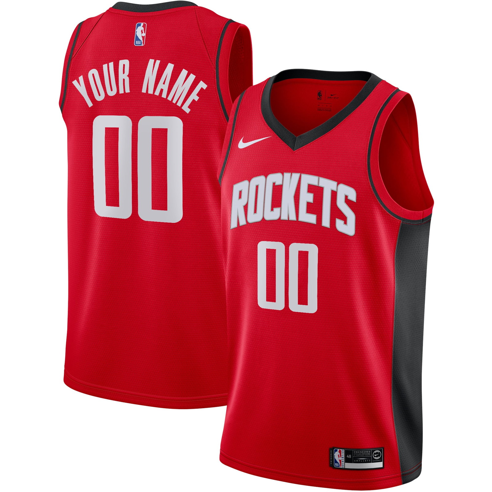 Houston Rockets Custom Swingman Jersey Icon Edition Red - front and back view