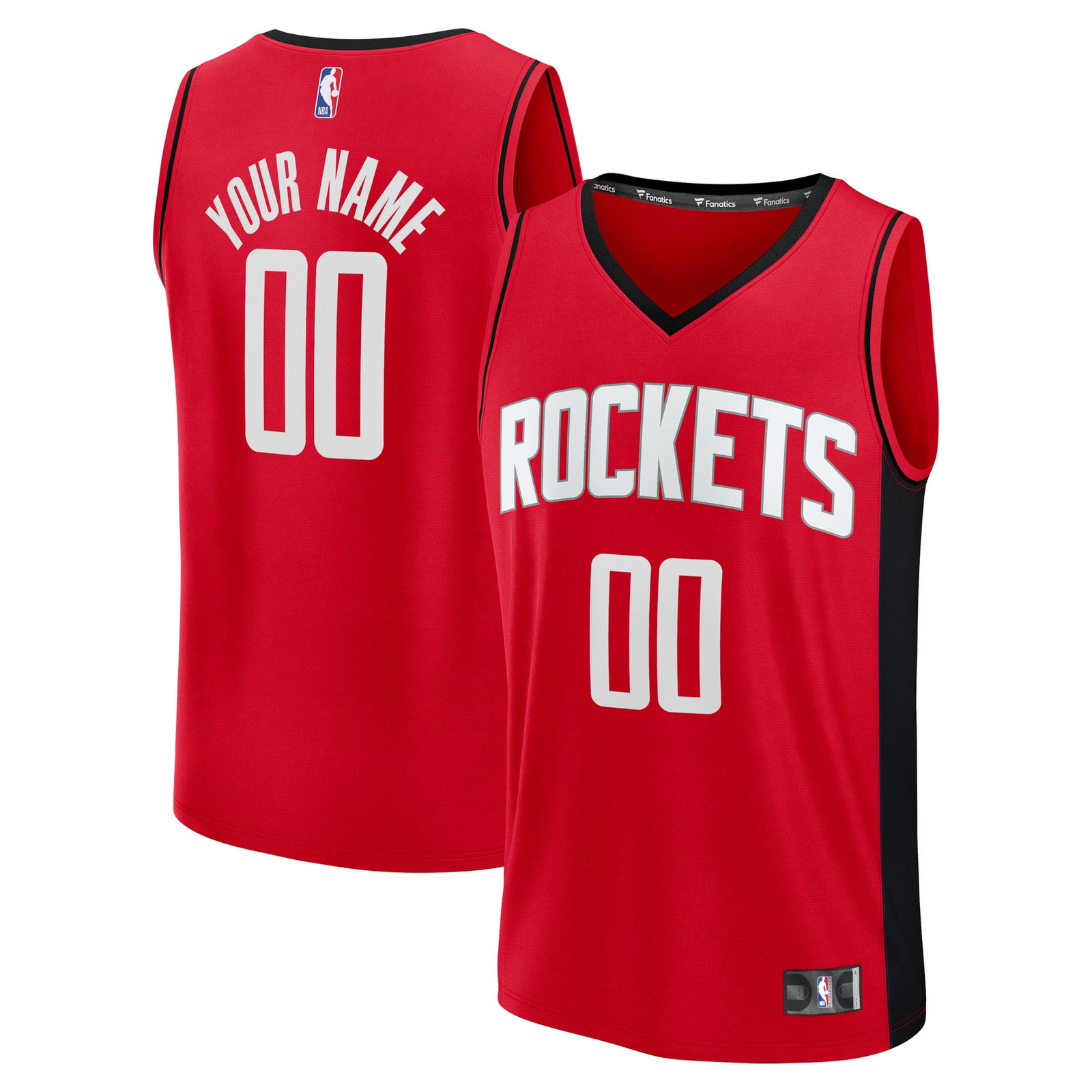 Houston Rockets Fast Break Custom Jersey Icon Edition Red - front and back view