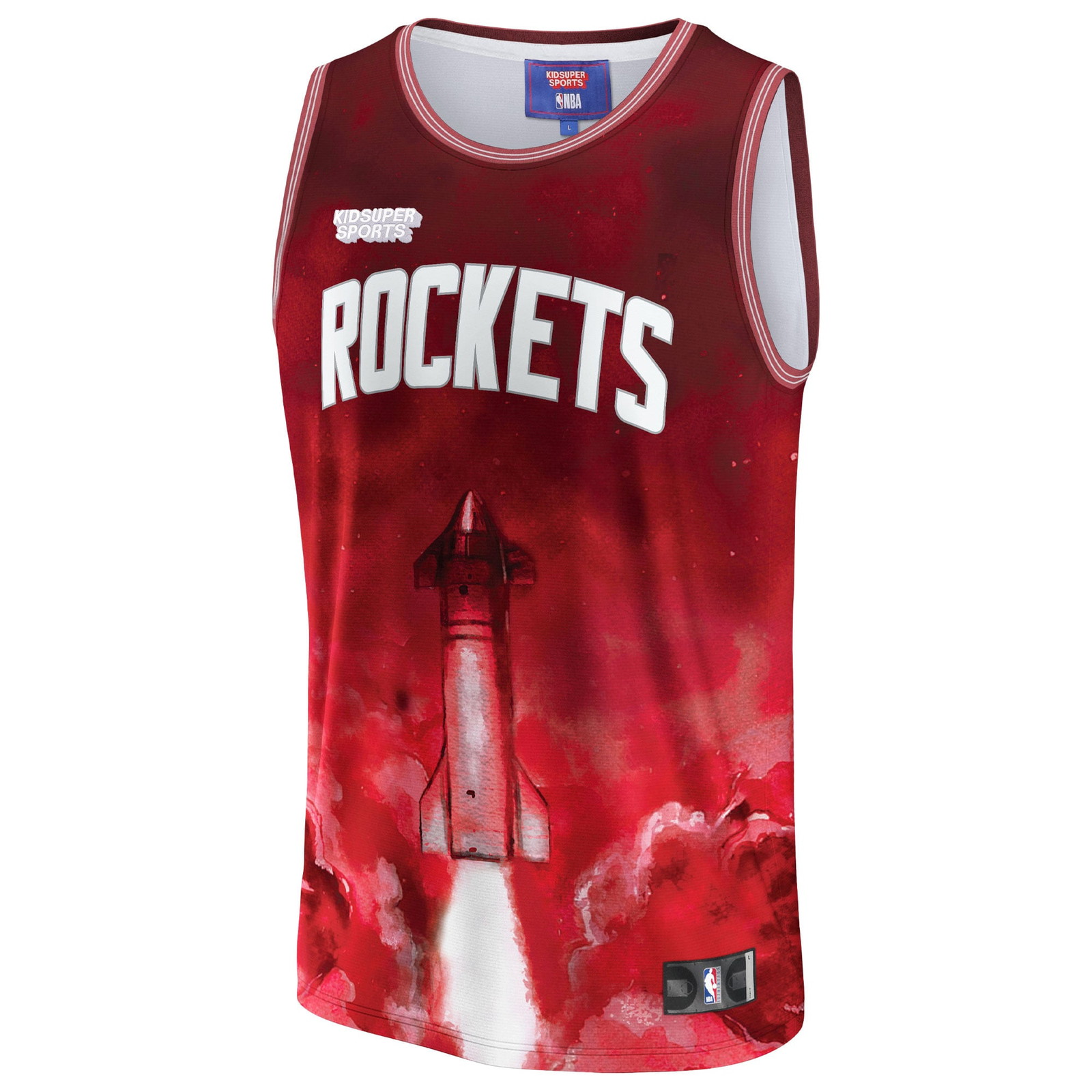 Houston Rockets NBA & KidSuper Studios by Unisex Hometown Jersey Red - front view