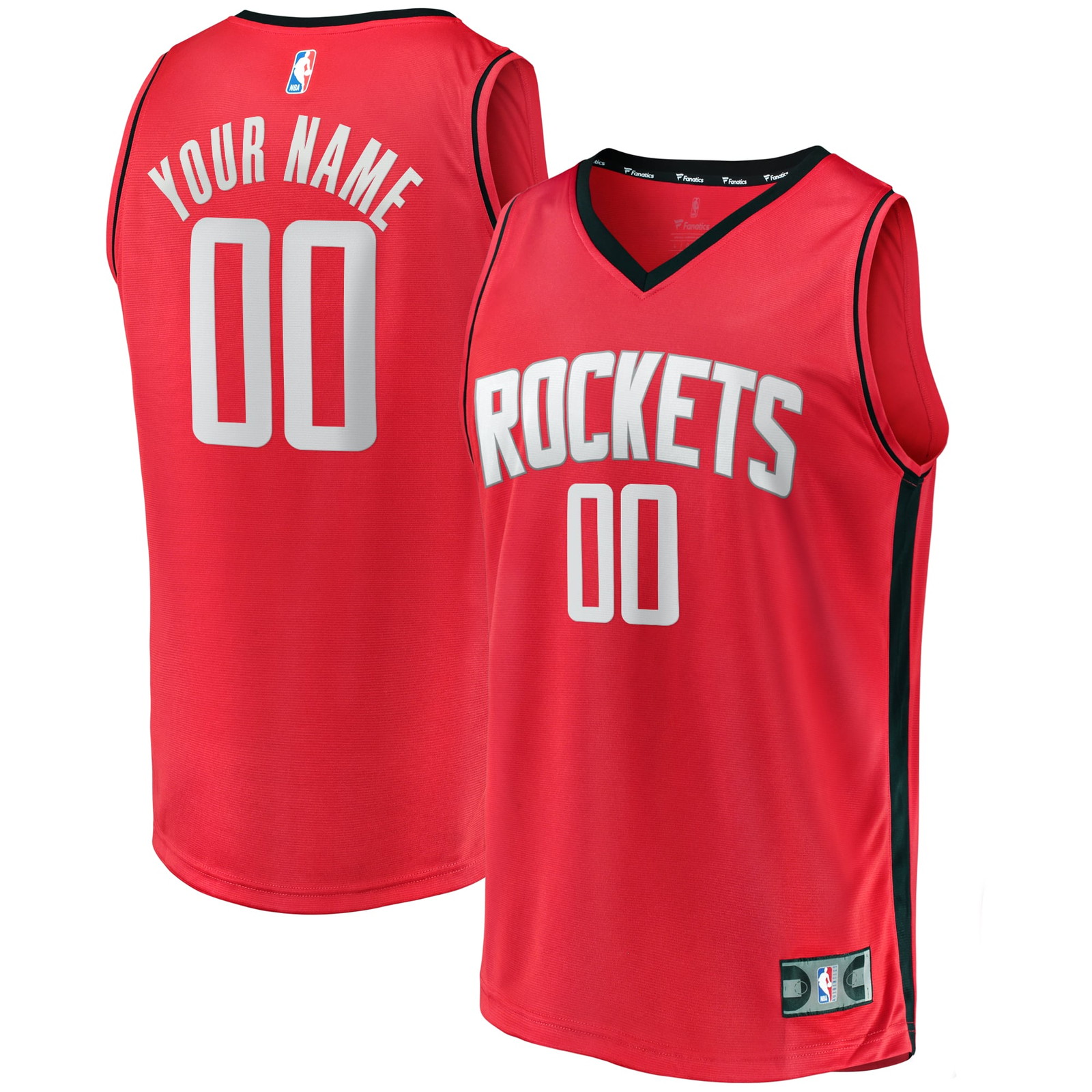 Houston Rockets Youth Fast Break Custom Fan Version Jersey Icon Edition – Red - front and back view