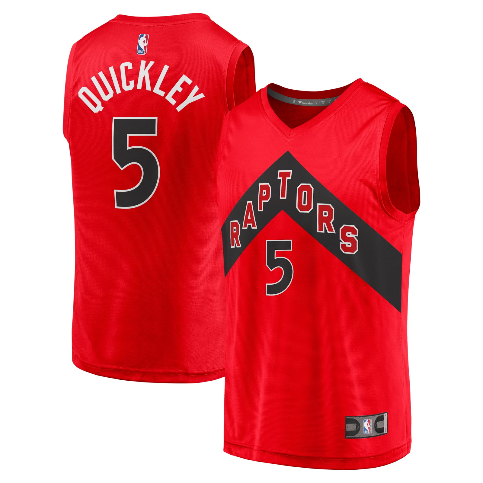 Immanuel Quickley Toronto Raptors Fast Break Player Jersey Icon Edition Red - front and back view