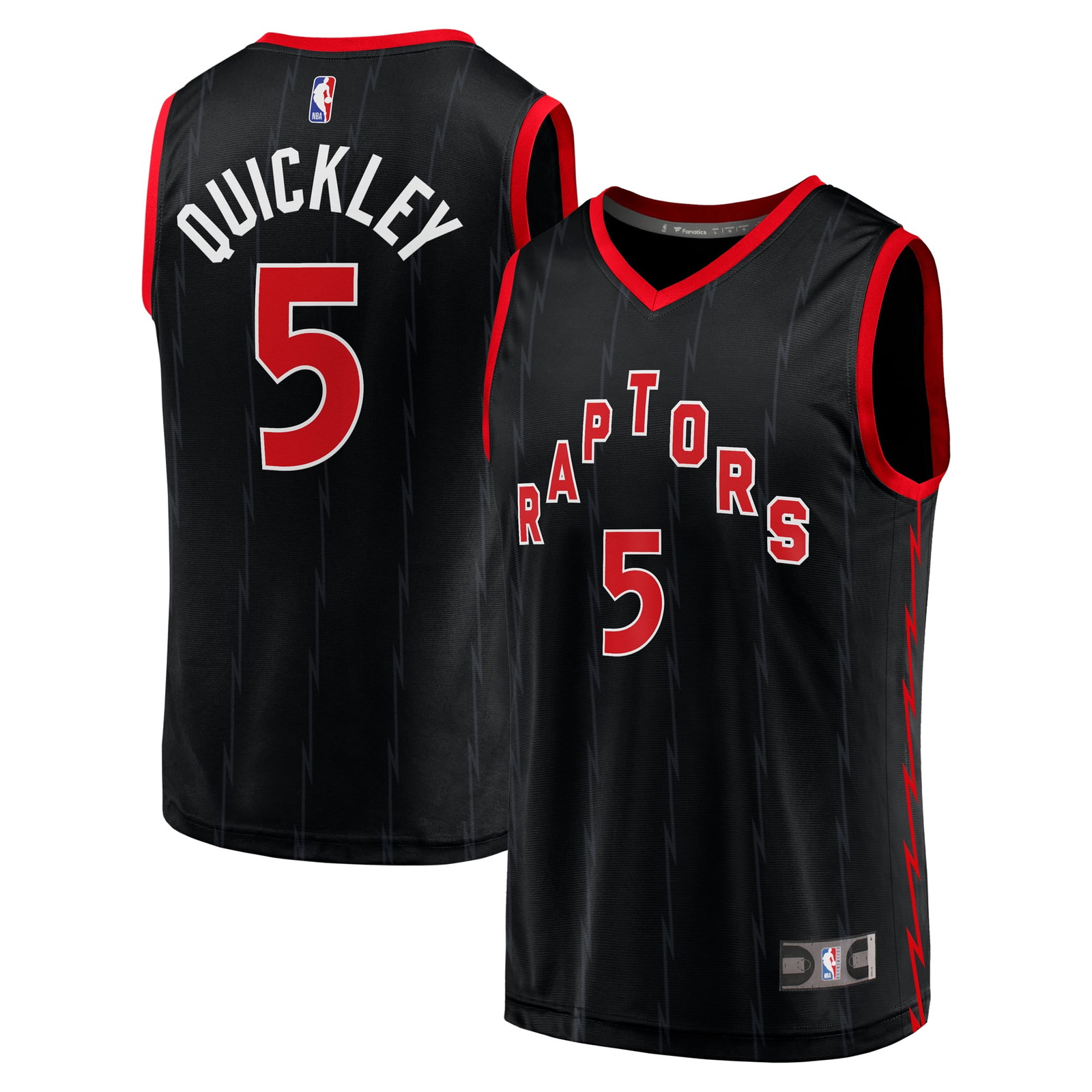 Immanuel Quickley Toronto Raptors Fast Break Player Jersey Statement Edition - front and back view