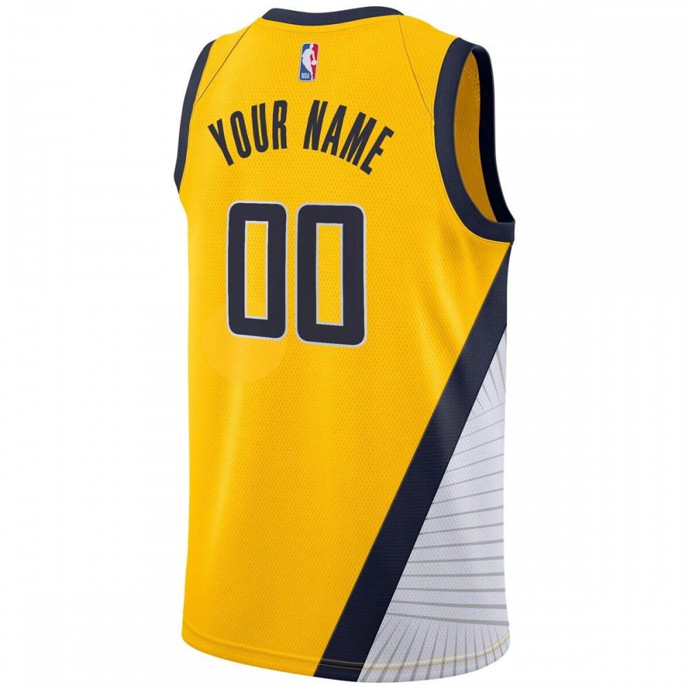 Indiana Pacers 2019/20 Custom Swingman Jersey Yellow Statement Edition - back view
