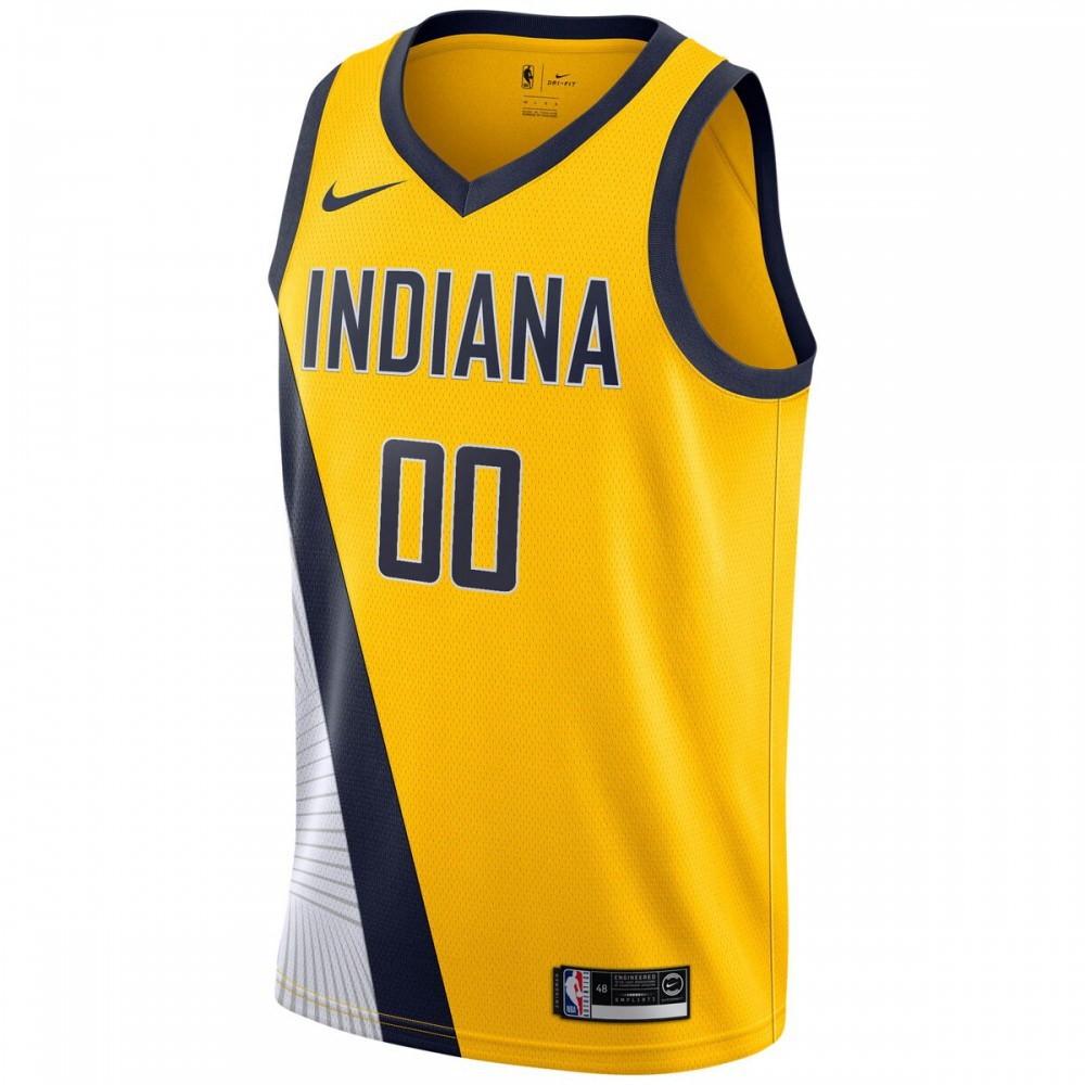 Indiana Pacers 2019/20 Custom Swingman Jersey Yellow Statement Edition - second front view